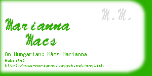 marianna macs business card